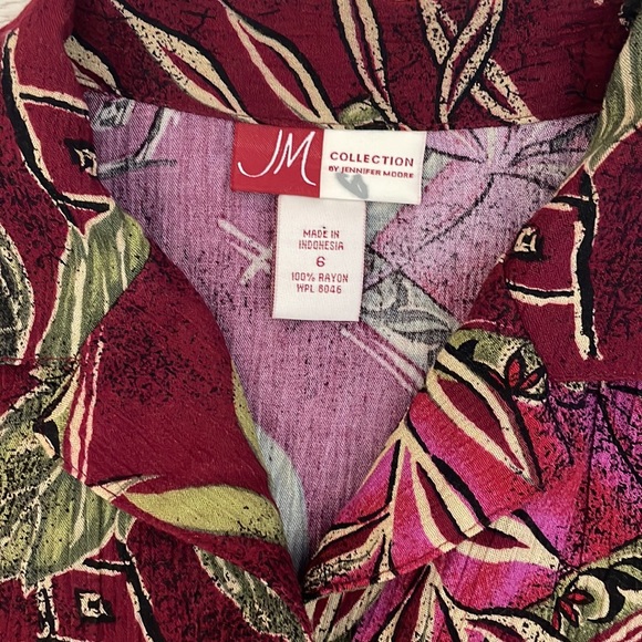 JM Collection Womens Colorful Button Down Short Sleeved Blouse with Color Size 6 - Picture 6 of 11